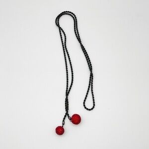 Sterling Silver Red Crystal Ball Rope Chain Necklace